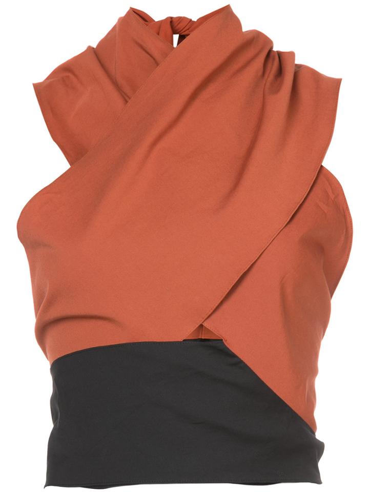 Tome Crisscross Halterneck Top - Yellow & Orange