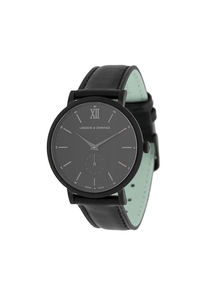 Larsson & Jennings Jura 38mm Leather Strap Watch - Black