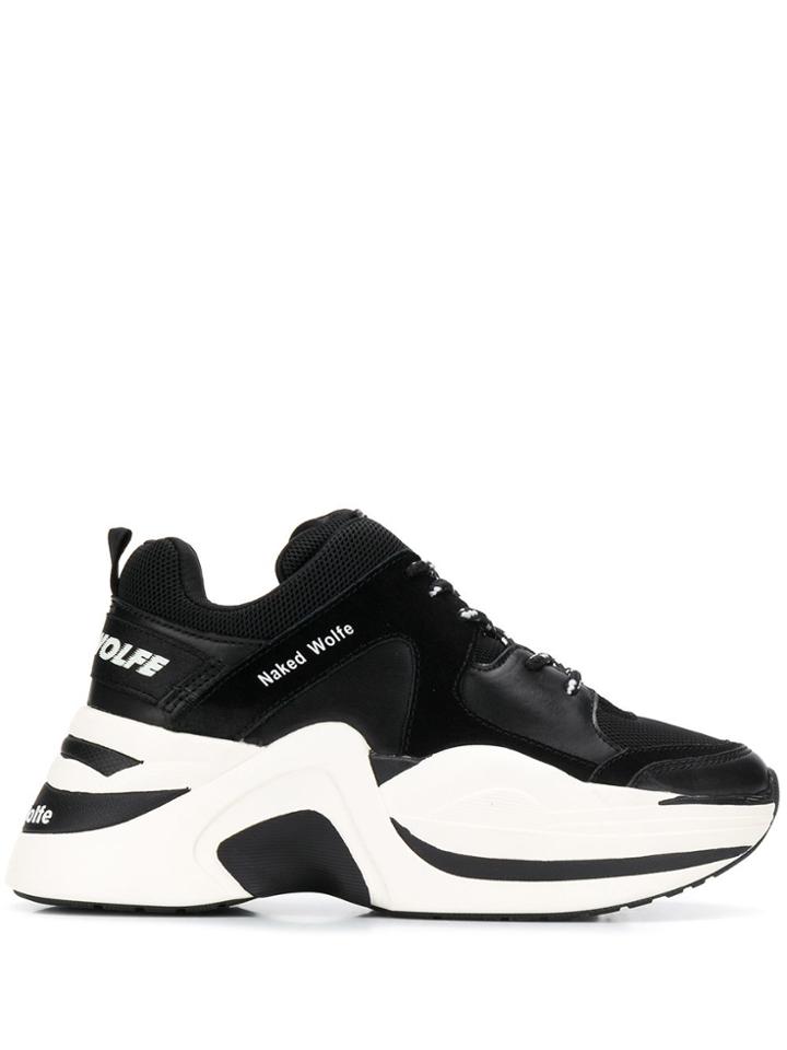 Naked Wolfe Logo Print Low-top Sneakers - Black