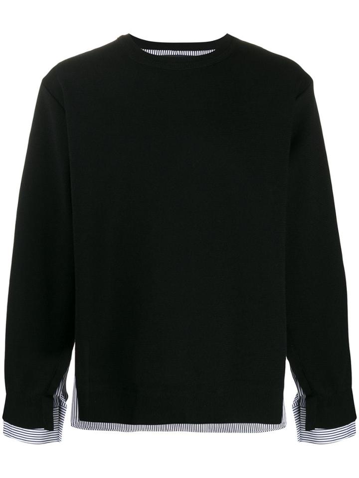 Juun.j Poplin-panelled Jumper - Black