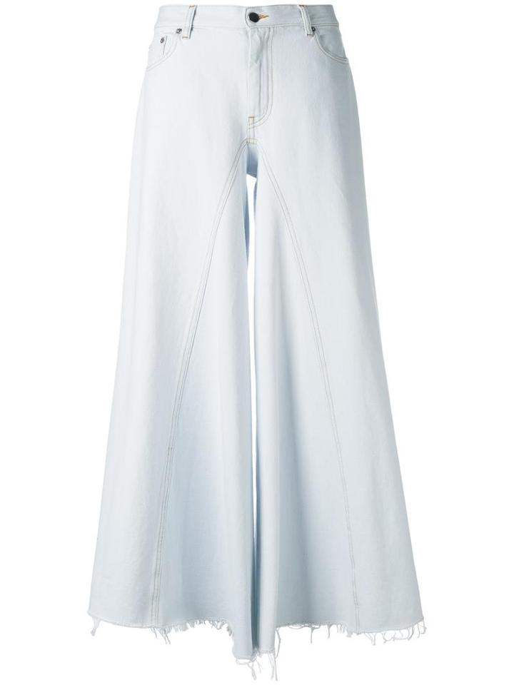 Mm6 Maison Margiela Denim Palazzo Pants, Women's, Size: 44, Blue, Cotton
