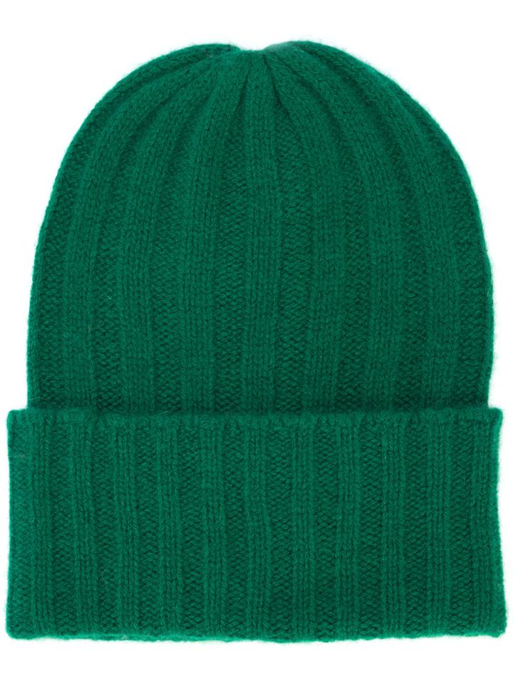 The Elder Statesman Rib Knit Beanie - Green