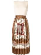 Loveless Pleated Skirt Midi Dress - Brown