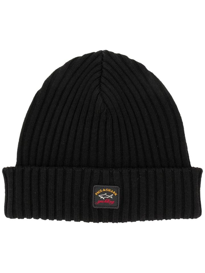 Paul & Shark Ribbed-knit Beanie - Black