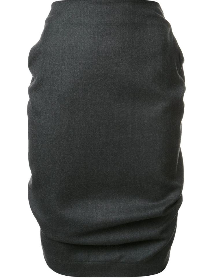 Vivienne Westwood Anglomania Gathered Pencil Skirt, Women's, Size: Small, Grey, Virgin Wool