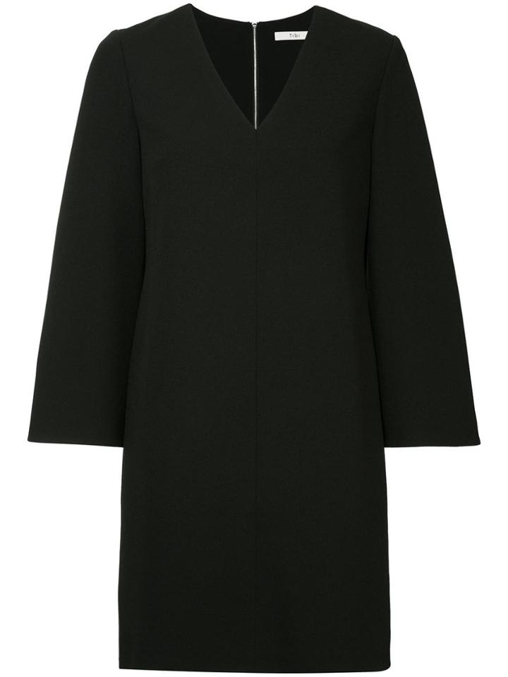 Tibi Crepe V-neck Dress - Black