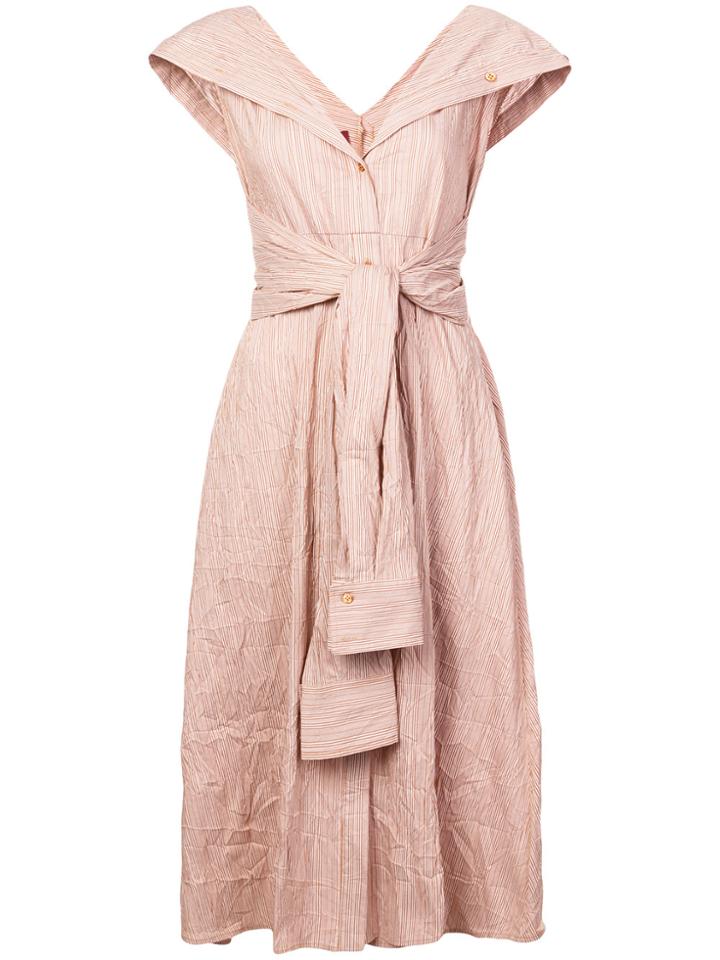 Sies Marjan Pinstripe Flared Shirt Dress - Brown