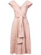Sies Marjan Pinstripe Flared Shirt Dress - Brown