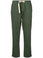 White Sand Buckle Cropped Trousers - Green