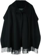 Salvatore Ferragamo Fringed Oversized Coat, Women's, Size: Small, Black, Cashmere