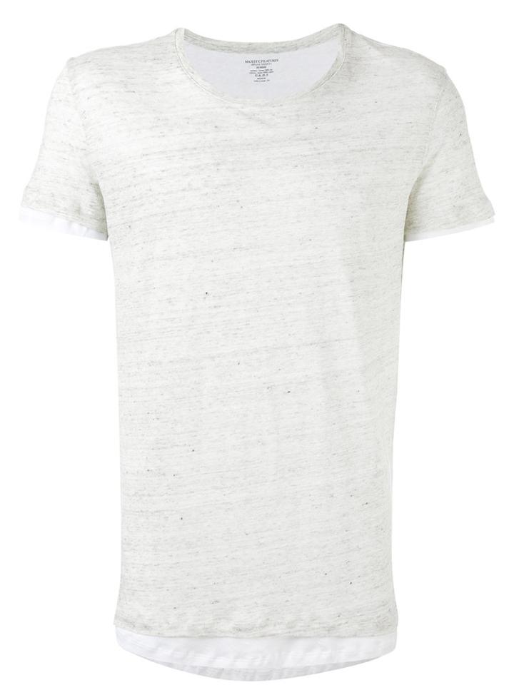 Majestic Filatures - Plain T-shirt - Men - Cotton/linen/flax - L, Grey, Cotton/linen/flax