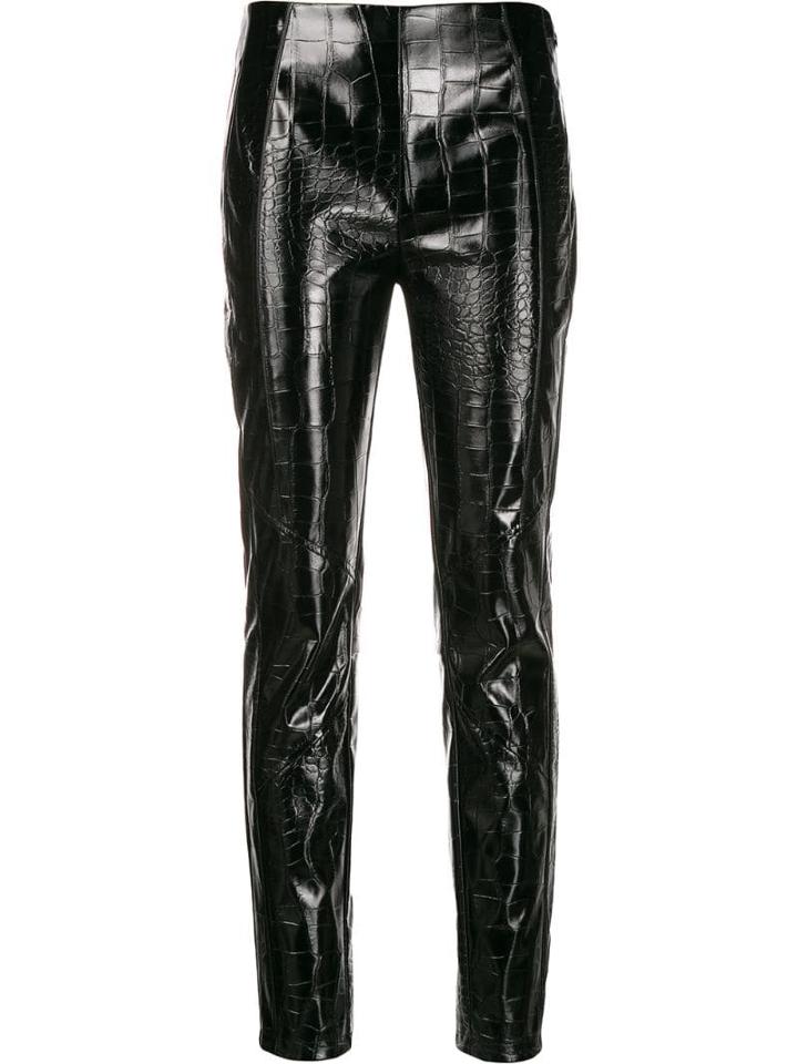 Pinko Crocodile Effect Skinny Trousers - Black