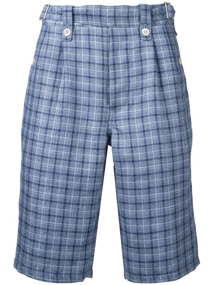 Junya Watanabe Comme Des Garçons Man - Plaid Tailored Shorts - Men - Linen/flax/wool - M, Blue, Linen/flax/wool