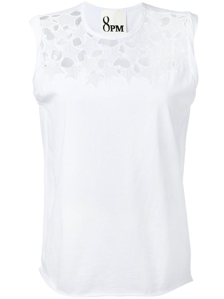 8pm Embroidered Star Tank, Women's, Size: Large, White, Cotton/polyester
