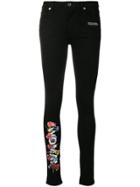 Off-white Floral Embroidered Skinny Jeans - Black