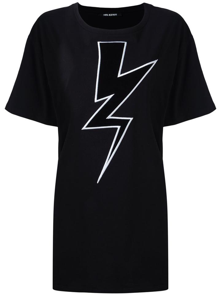 Neil Barrett - Lightning Bolt T-shirt - Women - Cotton - Xs, Black, Cotton