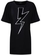 Neil Barrett - Lightning Bolt T-shirt - Women - Cotton - Xs, Black, Cotton
