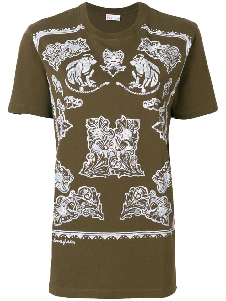 Red Valentino Floral Design T-shirt - Green