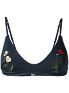 Stella Mccartney - Botanical Floral Embroidered Bikini Top - Women - Polyamide/polyester/spandex/elastane - L, Blue, Polyamide/polyester/spandex/elastane