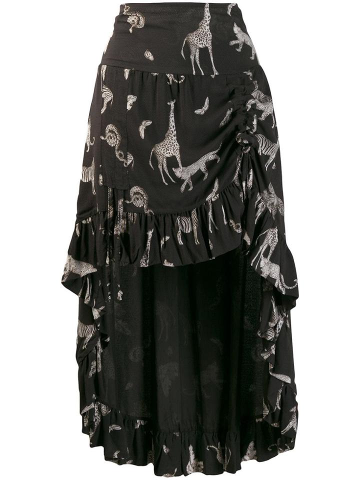 So Allure Giraffe Print High Low Skirt - Black