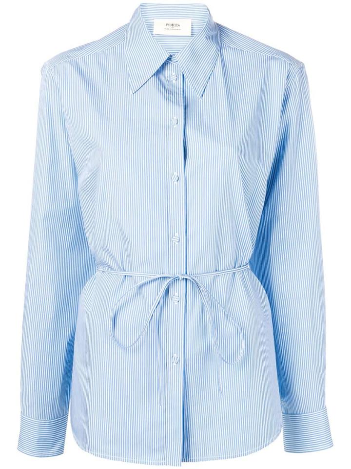 Ports 1961 Fitted Shirt With Pinstripes - Blue