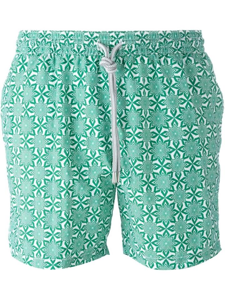 Capricode Printed Swim Shorts, Men's, Size: L, Green, Polyamide