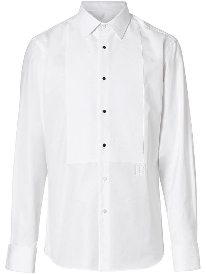 Burberry Panelled Bib Cotton Oxford Dress Shirt - White