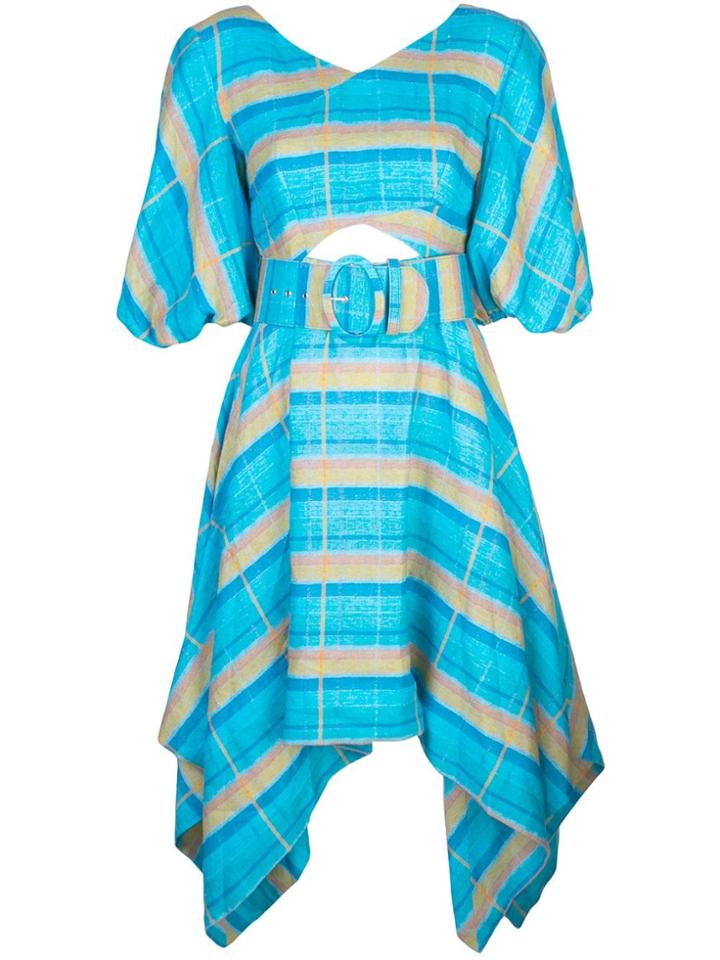Nicholas Belted Check Dress - Blue