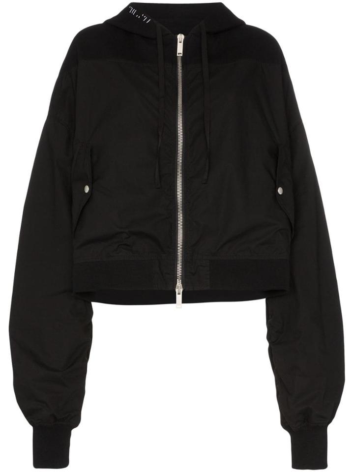 Unravel Project Logo Embroidered Hoodie Bomber Jacket - Black