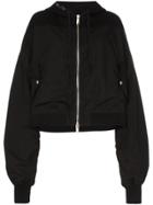 Unravel Project Logo Embroidered Hoodie Bomber Jacket - Black