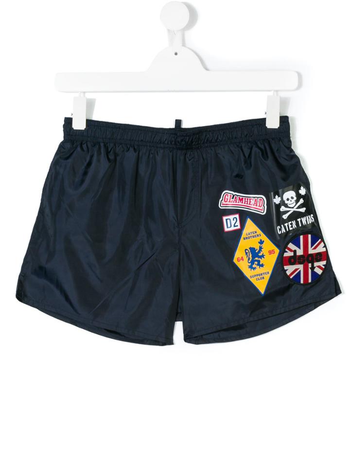 Dsquared2 Kids Multiprinted Drawstring Shorts - Blue