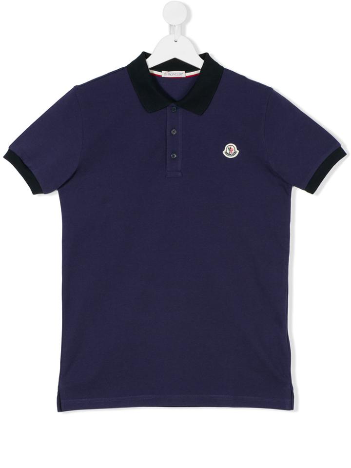 Moncler Kids Teen Logo Patch Polo Shirt - Blue