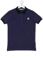 Moncler Kids Teen Logo Patch Polo Shirt - Blue
