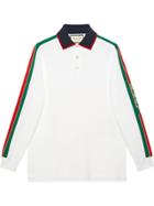 Gucci Cotton Polo With Gucci Stripe White