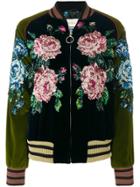 Gucci Sequin Floral Detailed Bomber Jacket - Blue
