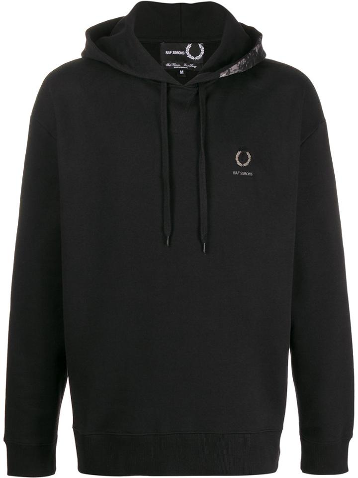 Raf Simons X Fred Perry Logo Plaque Hoodie - Black