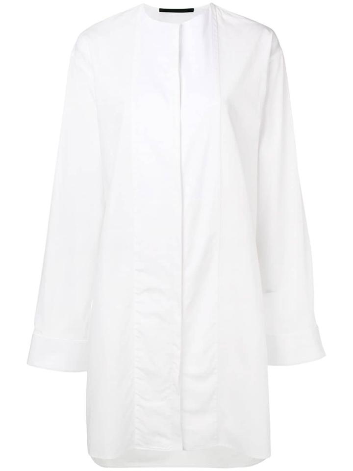 Haider Ackermann Oversized Collarless Shirt Dress - White