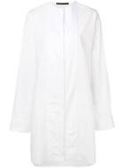 Haider Ackermann Oversized Collarless Shirt Dress - White