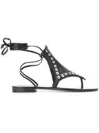 Saint Laurent Studded Sandals, Women's, Size: 37, Black, Leather/metal