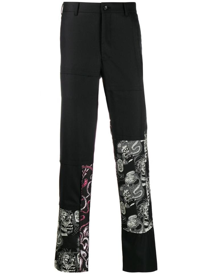 Comme Des Garçons Homme Plus Cartoon-panelled Trousers - Black
