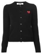 Comme Des Garçons Play Heart Print Cardigan, Women's, Size: Large, Black, Wool