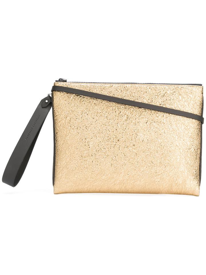 Brunello Cucinelli - Rectangular Glittery Clutch - Women - Leather - One Size, Women's, Grey, Leather