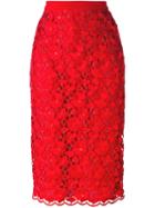 Piccione. Piccione Floral Lace Embroidered Pencil Skirt