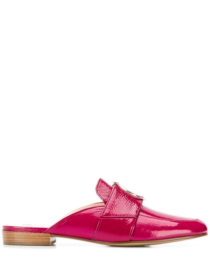 Hogl Flat Buckle Strap Mules - Pink
