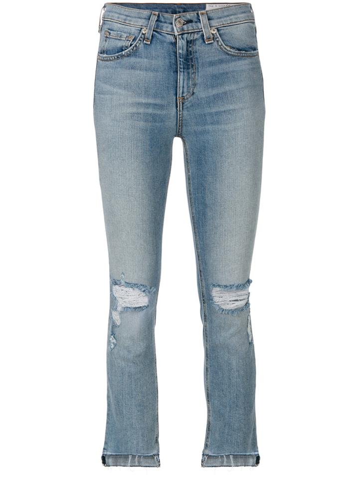 Rag & Bone /jean Distressed Cropped Jeans - Blue