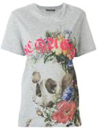 Alexander Mcqueen Floral Skull Print T-shirt - Grey