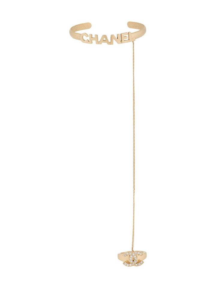 Chanel Vintage Cc Bangle Ring - Gold