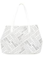 Love Moschino Embossed Logo Tote, Women's, White, Polyurethane