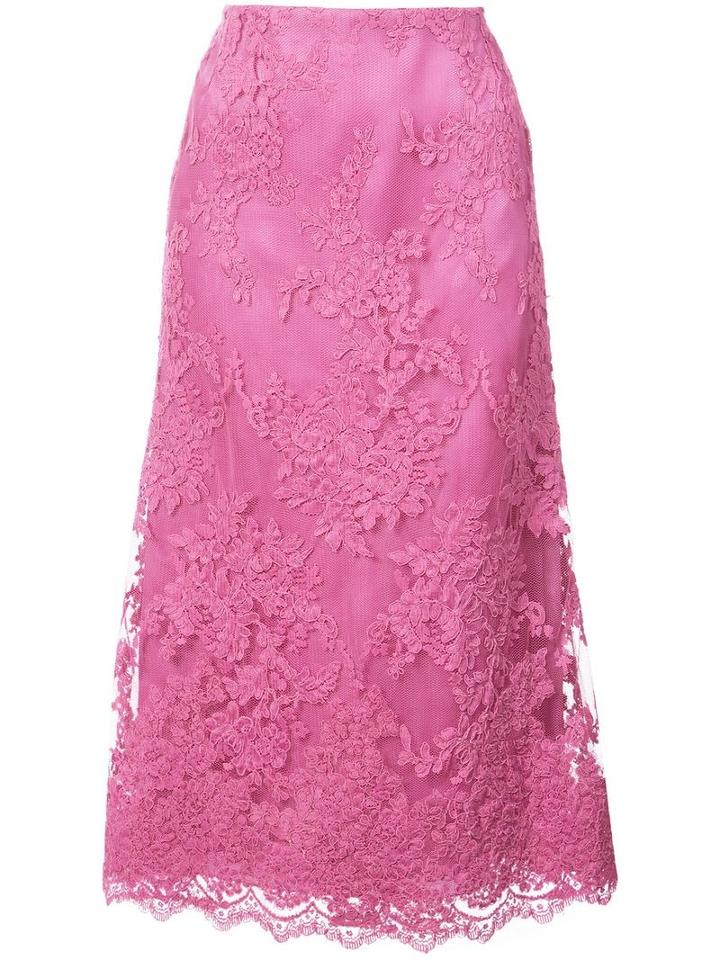 Marchesa Lace Midi Skirt - Pink