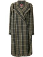 Issey Miyake Vintage Oversize Check Coat - Green